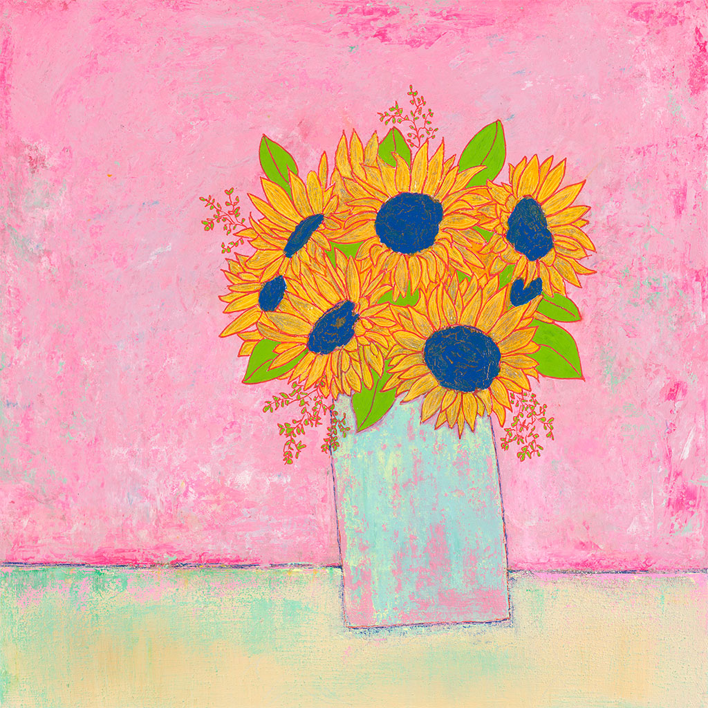 AC009 Sunflowers on Pink