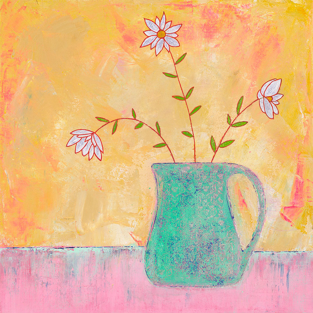 AC013 Marguerites in a Green Jug